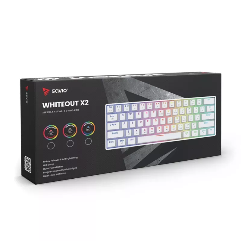Mechanisch toetsenbord Whiteout X2, Blue Outemu, Hot Swap Savio Savgk-white