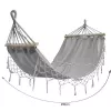 Black Forest hangmat, grijs met franjes, enkel 200x100cm met frame