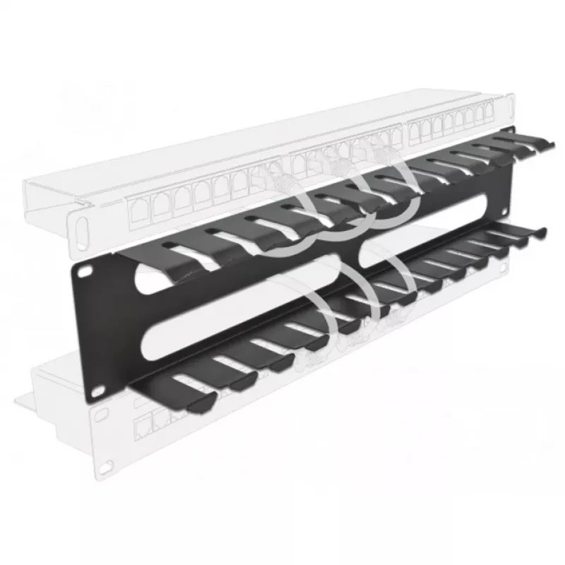 DeLOCK - Kabelgeleidingsplaat voor schakelkast - zwart - 2U - 48,3 cm (19) (66553)