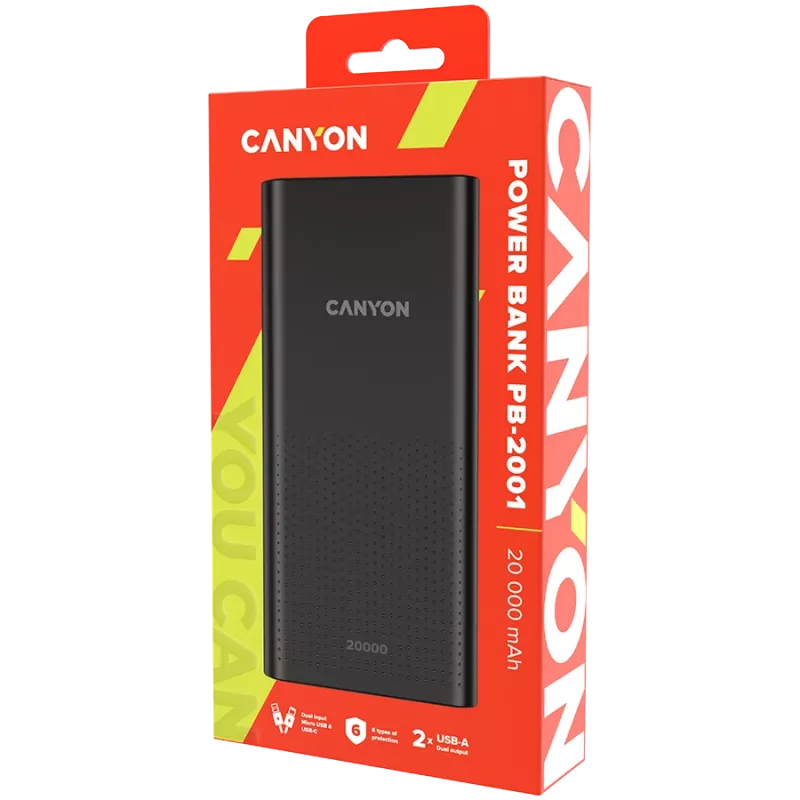 CANYON Powerbank PB-2001 20000 mAh Zwart