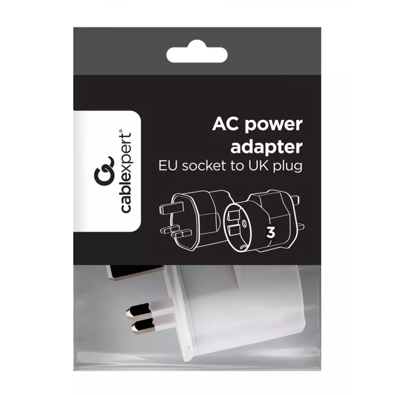 Gembird A-AC-EUFUKM-01 AC-netadapter, EU-Schuko-stopcontact naar UK-stekker, 13 A
