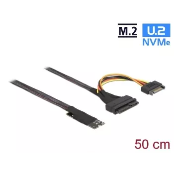DeLOCK M.2 Key M naar U.2 SFF-8639 NVMe-adapter met 50 cm kabel