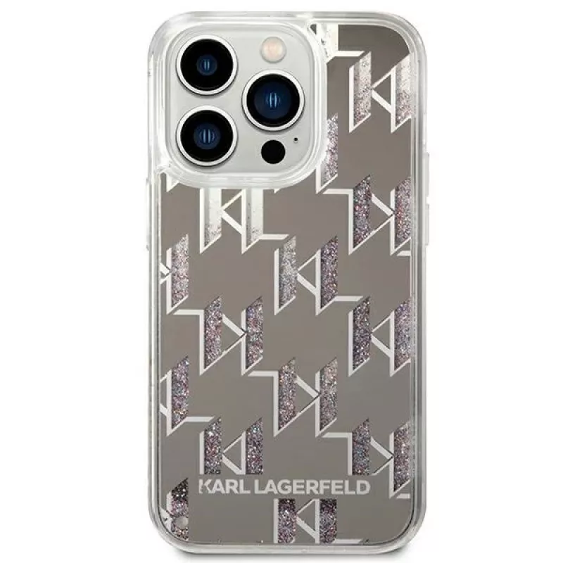 Karl Lagerfeld KLHCP14XLMNMS iPhone 14 Pro Max 6.7 hardcase zilver / zilver Liquid Glitter Monogram
