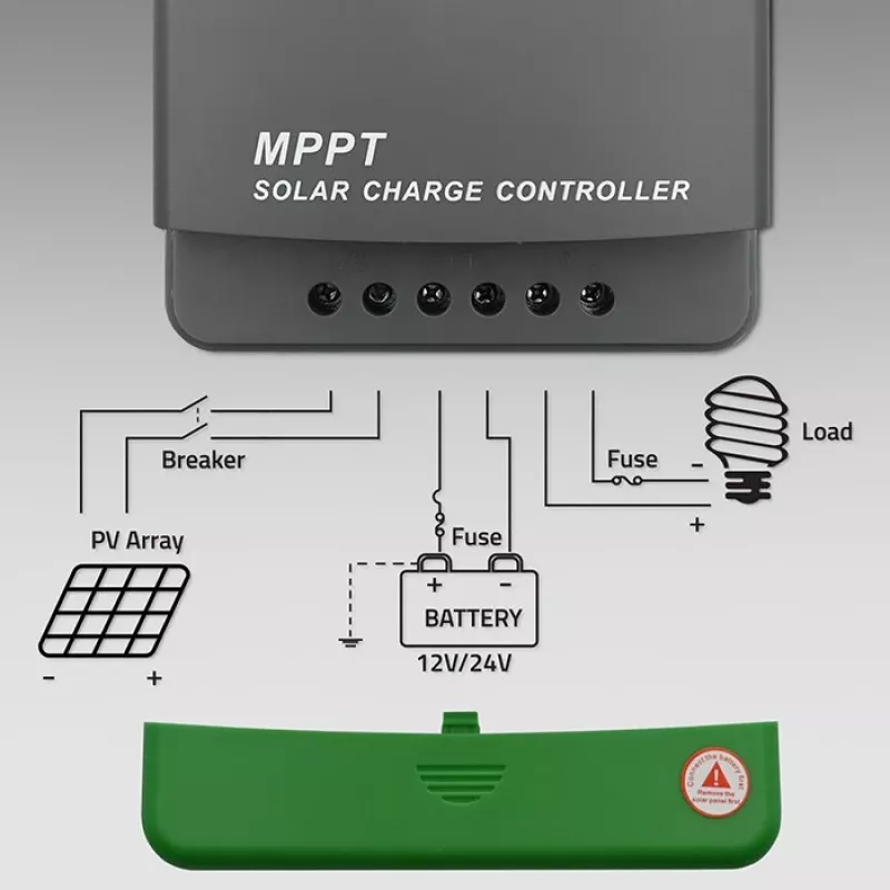 MPPT solar laadregelaar QOLTEC 10A voor 12V/24V systemen met LCD-display