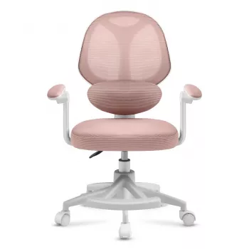 Kinderdraaistoel mark adler Junior 4.5 roze — netrug, schuimsit, in hoogte verstelbaar 40–50 cm, armleuningen, lendensteun, wielen (geopende verpakking)