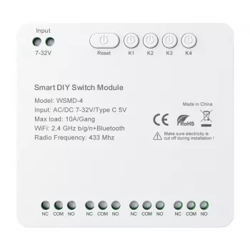 Slimme schakelmodule Avatto DIY WSMD-4 32V — 4-kanaals 32V-stuurmodule voor DIY-projecten