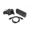 Natec Mantis 2 NHU-1557 usb 3.0-hub met 4 poorten, USB Type-B-ingang, aan/uit-schakelaars, netadapter, zwart