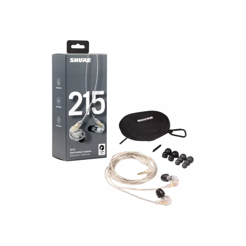 Shure SE215 Pro headset bedrade in-ear monitor voor podium/studio transparant