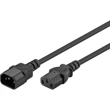 Wentronic Goobay verlengkabel koudapparaat, 1 m, zwart - apparaatstekker C14 (koudapparaataansluiting) > apparaatbus C13 (koudapparaataansluiting) (95125)