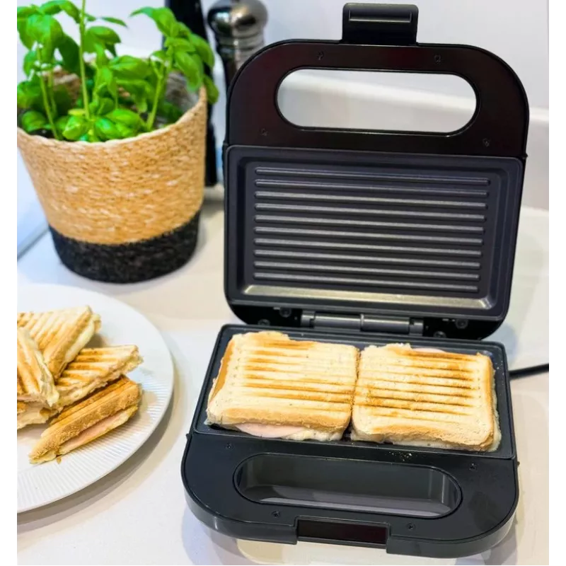 Toaster BLAUPUNKT SMS501 — sandwichmaker/grill, 750 W, antiaanbakplaten, compact in zwart