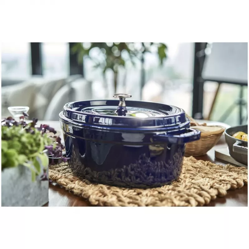 Gietijzeren cocotte Staub 4,25 L, 29 cm, blauw