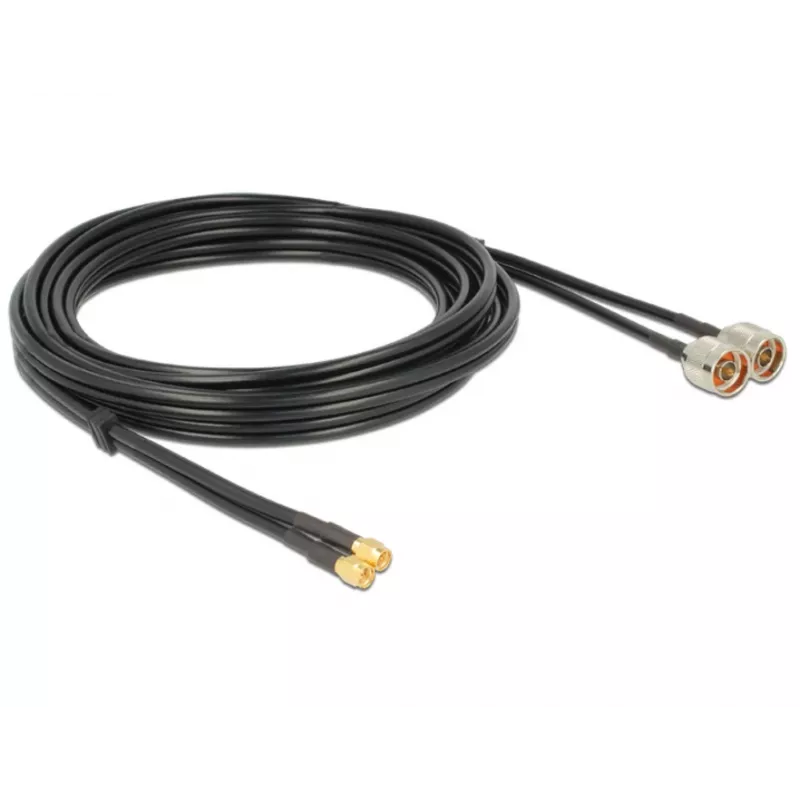 Coaxkabel DeLOCK 89467 RG-58 5m 2x N-stekker 2x SMA-stekker zwart