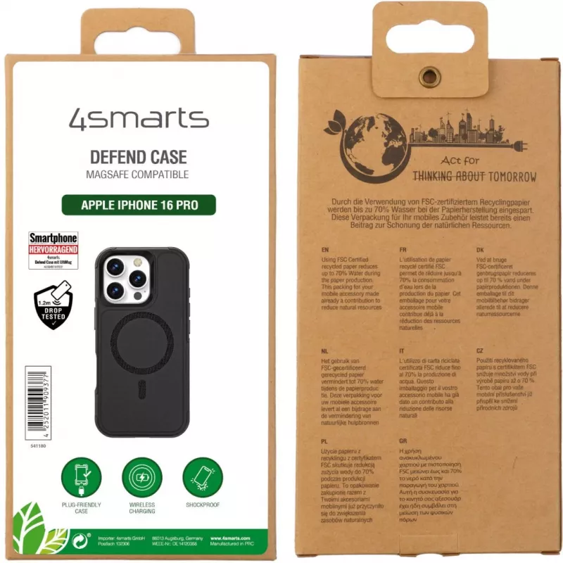 Cover 4smarts 541180 voor iPhone 16 Pro 16 cm zwart