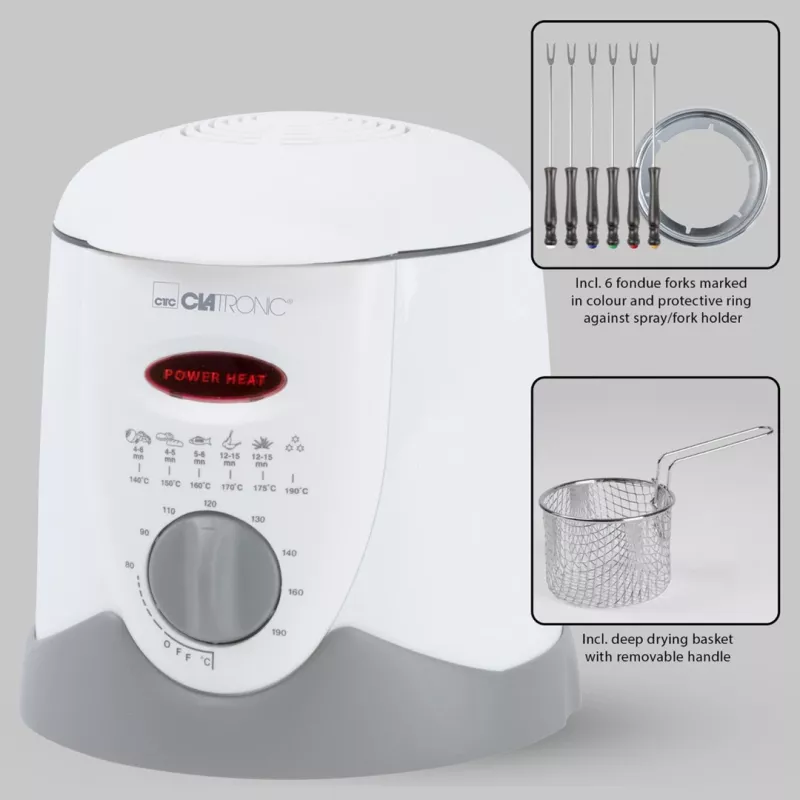 Clatronic FFR 2916 Single 1 L losstaand apparaat 900 W friteuse grijs, wit