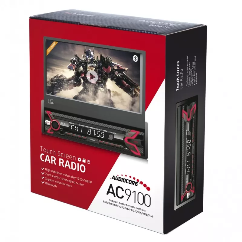 Audiocore AC9100 radio auto digitaal zwart, rood