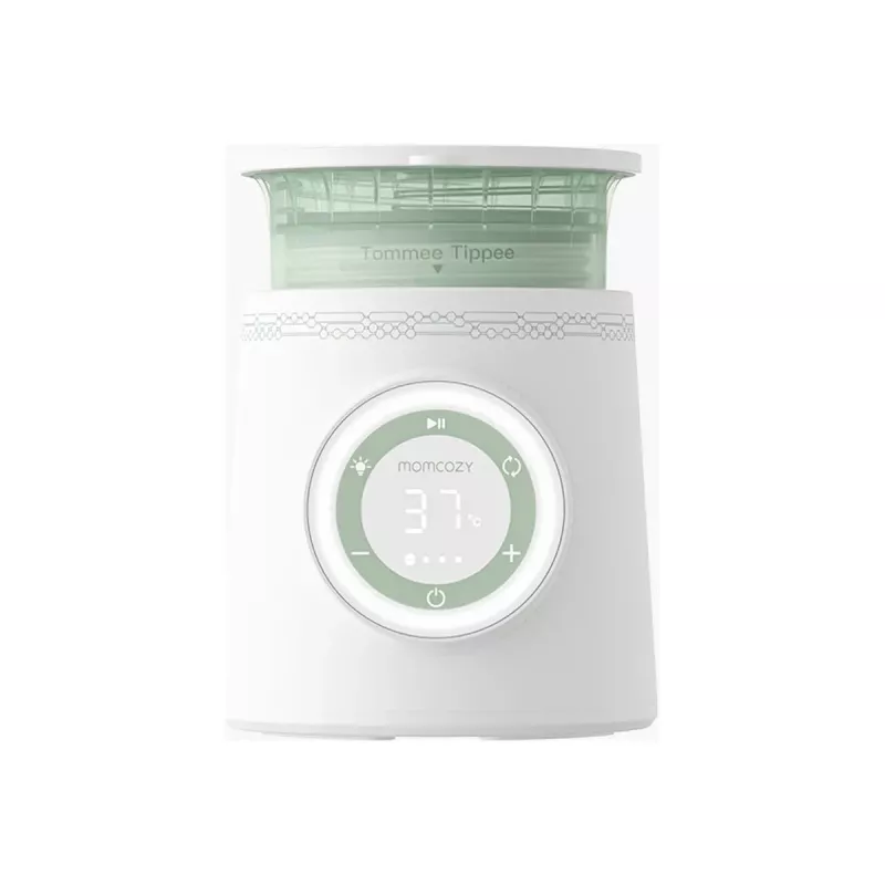 Flessenwarmer Momcozy MW003-WH12BA-A — batterij 80W, touchbediening, groen/transparant/wit