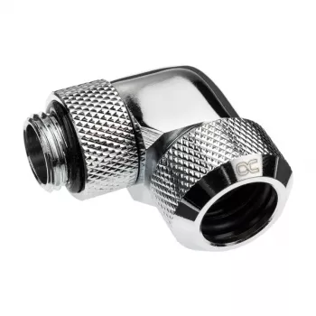 Alphacool Eiszapfen 13mm HardTube schroeffitting 90° draaibaar G1/4 - hoek-klemkoppeling voor vloeistofkoelsysteem - chroom