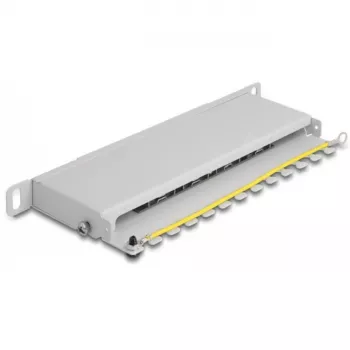 DeLOCK 10 inch patchpanel, 8 poorten, Cat.6A, 0,5HE, grijs, metaal