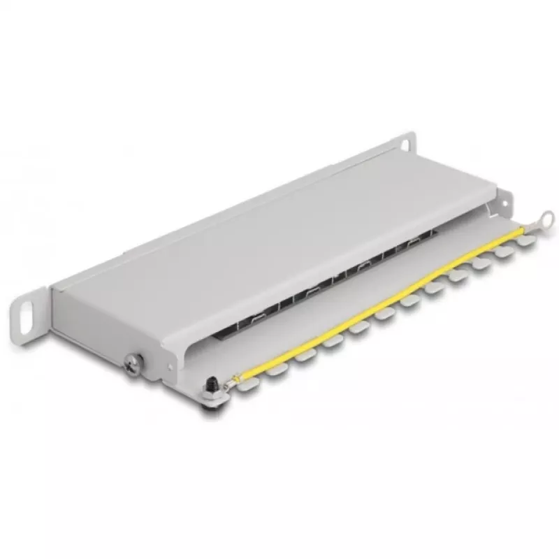 DeLOCK 10 inch patchpanel, 8 poorten, Cat.6A, 0,5HE, grijs, metaal