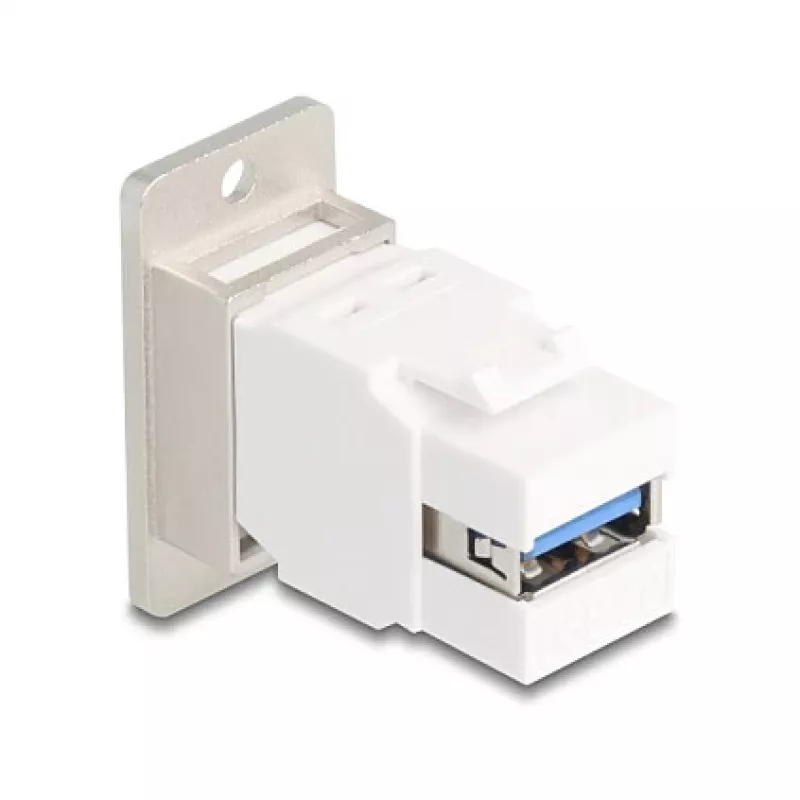 Keystone-module DELOCK 67337 paneelmontage USB Type-B naar USB Type-A 5 Gbit/s, zilver/wit