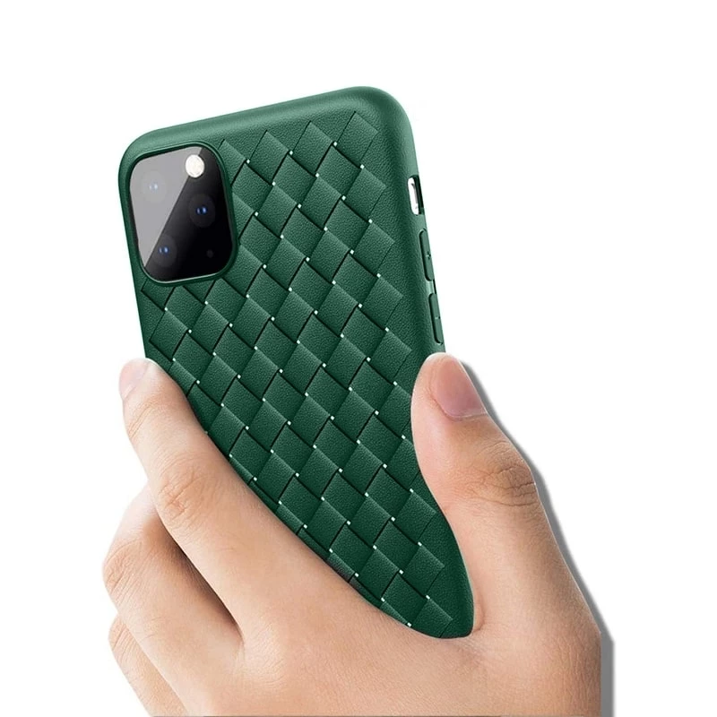 Hoes Devia voor iPhone 11 Pro Max met weefpatroon, groen