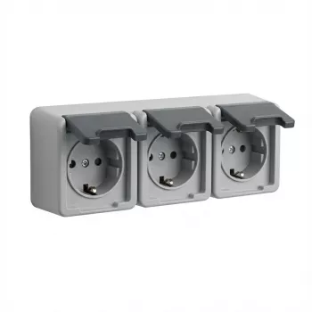 Schuko-stopcontact GIRA 4789 30, 16 A, 250 V, grijze kunststofbehuizing