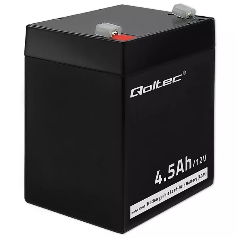 Qoltec 53033 AGM-accu 12 V 4,5 Ah, max. 1,35 A, onderhoudsvrij