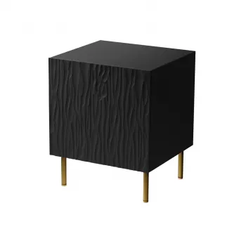 Nachtkastjesset 2 stuks cama meble JUNGLE — 53,5×40,5×44 cm, zwart mat MDF/spaanplaat, gouden poten