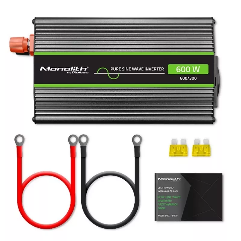 Qoltec Monolith voedingsadapter/omvormer auto 600 W zwart