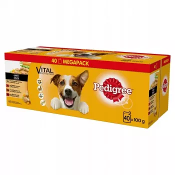 Nassfutter voor honden Pedigree Vital Protection saus 100 g zakjes, 40-pack, volwassen honden, kipsmaak, 82,5% vocht