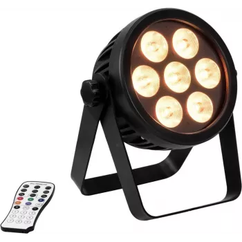 LED-spot EUROLITE 4C-7 Silent slank 7W RGB – compacte toneel-/omgevingsspot, 7W RGB-uitgang