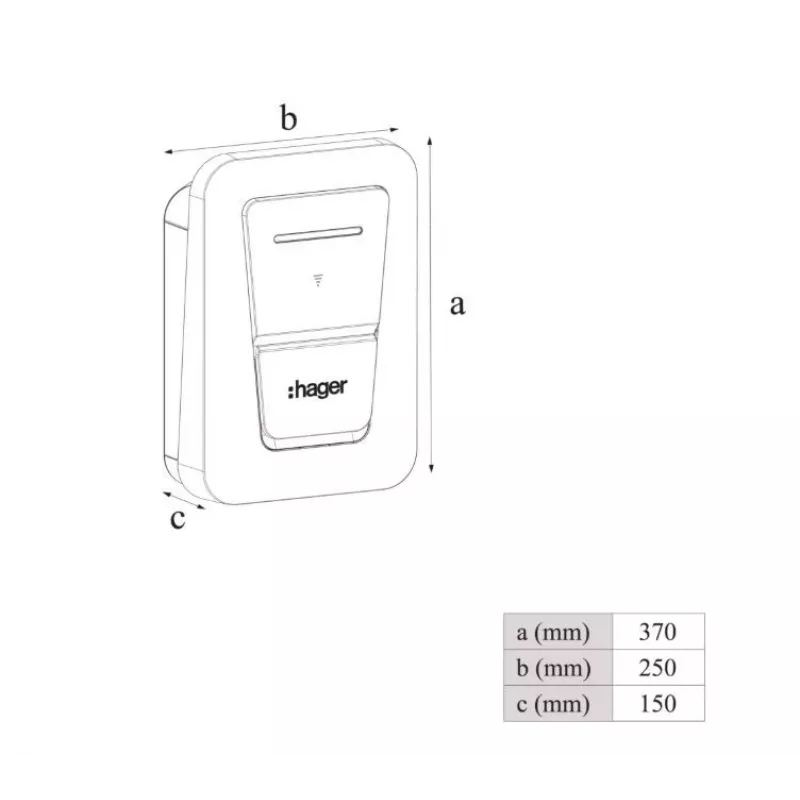Wandgemonteerd EV-laadstation Hager witty one 11 kW 3-fasig met Type-2-stekker, RFID, Bluetooth, 4,5 m kabel, IP55, IK10
