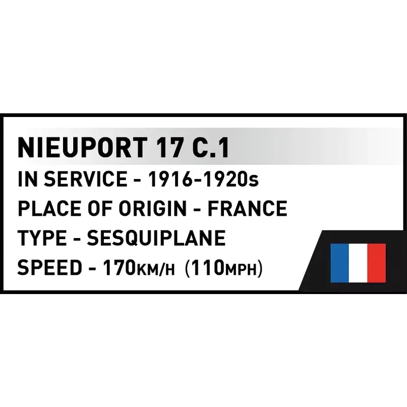 Constructieset Cobi Blocks Nieuport 17 C.1 277 stuks — modelvliegtuigbouwpakket, verzamelbaar steekblokjesset