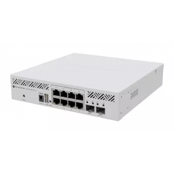 Beheerde L3-switch MikroTik CRS310-8G+2S+IN — 8× 2.5G RJ-45, 2× SFP+, PoE, 1U-rackmontage, wit