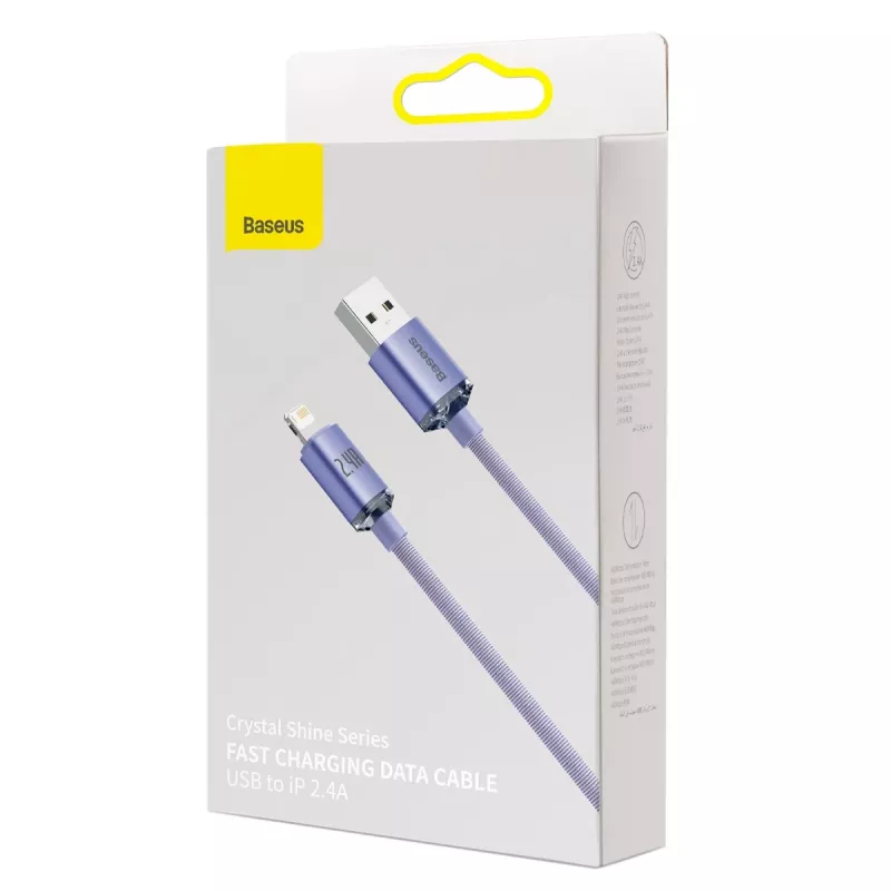 Baseus Crystal Shine kabel USB naar Lightning, 2,4A, 2m (paars)