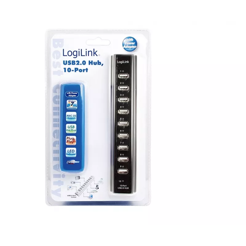 LogiLink UA0096 USB-hub 480 Mbit/s zwart