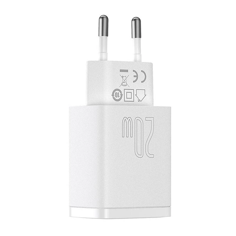 Wandlader Baseus Compact 1x USB-A + 1x USB-C 3A, compacte reisadapter
