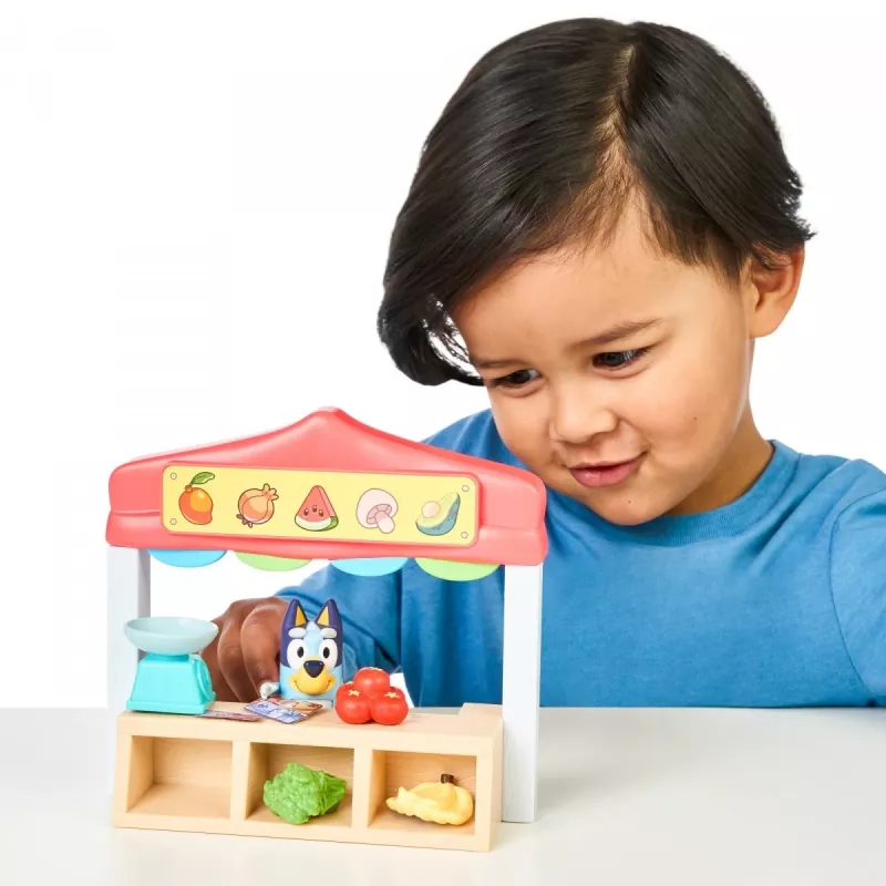 Speelfigurenset TMTOYS Mini Bluey levensmiddelenwinkel BLU17555 – minifigurenset voor speelplezier