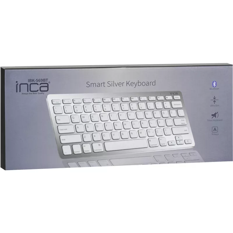 Draadloos toetsenbord Inca IBK-569BT Bluetooth 78 toetsen metallic zilver