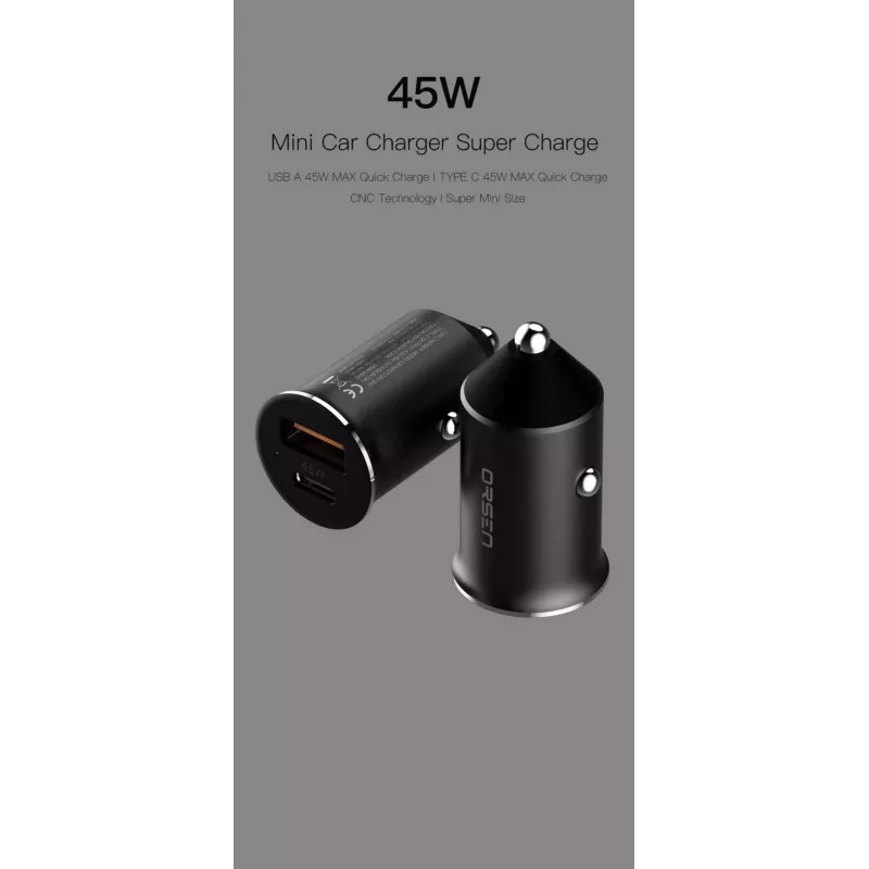 Autolader Orsen C8 45W — 45W USB-C PD snelladen, zwart