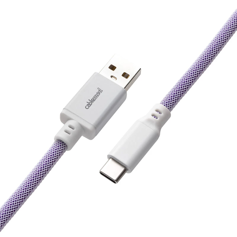CableMod Classic Coiled CM-CKCA-CW-PW150PW-R spiraalvormige toetsenbordkabel, USB-C naar USB-A, 150 cm, Rum Raisin