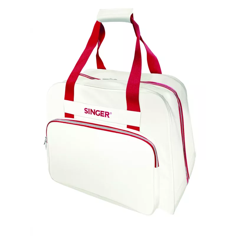 Draagkoffer SINGER 25010000204 opbergruimte voor draagbare naaimachines, crème en rood, licht met handgreep