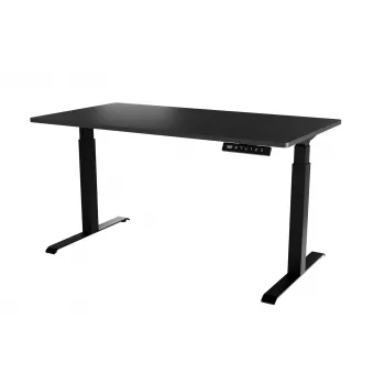 Bureau cama meble MOON LONG met elektrische hoogteverstelling 150x80 cm, rechthoekig spaanplaat tafelblad, 72–120 cm hoogte, zwart/antraciet