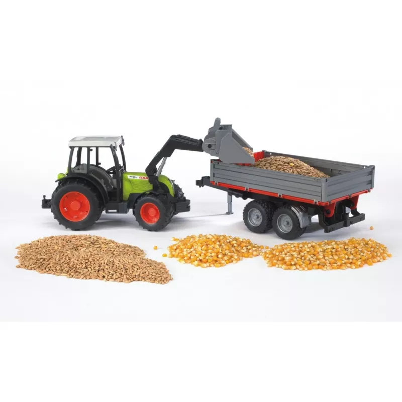 Speelgoedtractor Bruder Claas Nectis 267 F met kiepaanhanger