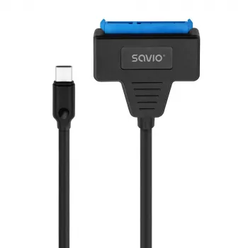 SAVIO SATA-naar-USB-C-interfacekabel AK-69, SATA-bus naar USB-C-stekker, USB 3.2 Gen 1 (5 Gbit/s), 0,25 m, zwart