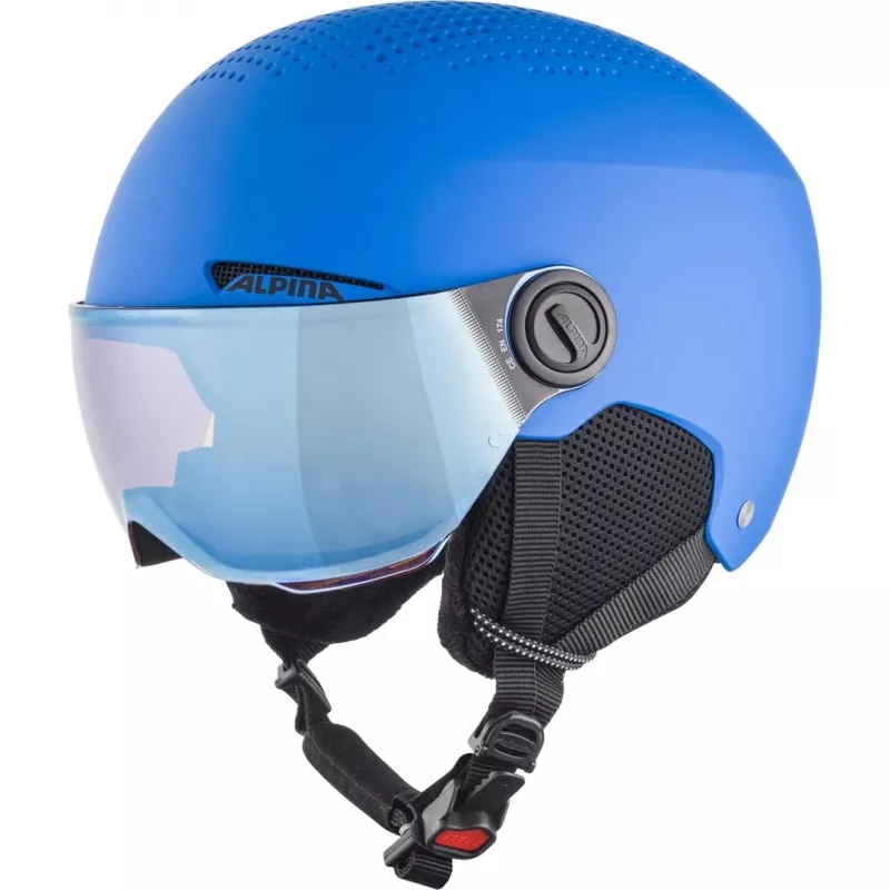 Helm ALPINA ZUPO VISOR QLite — kinderskihelm, hardschaal, 54–58 cm, geïntegreerd vizier, Run System Ergo Snow