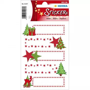 HERMA 15257 stickers sterren en dennenbomen, 10 etiketten