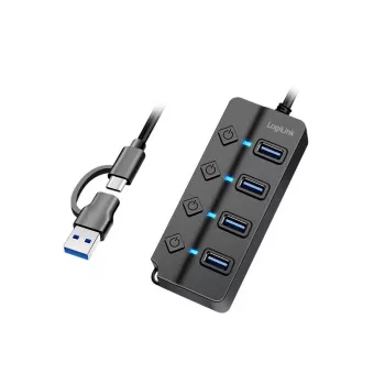 USB 3.2 Gen1-hub, 4x USB-A aan-/uitschakelaar