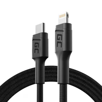 Lightning-naar-USB-C-kabel Grün Cell KABGC07, 1 m, zwart, Lightning (stekker) naar USB-C (stekker), 480 Mbit/s