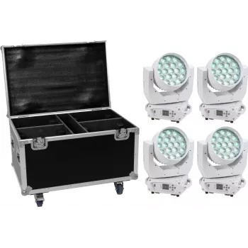 LED-lichtset EUROLITE TMH-X4 wit – 4 spots met transportcase en wielen